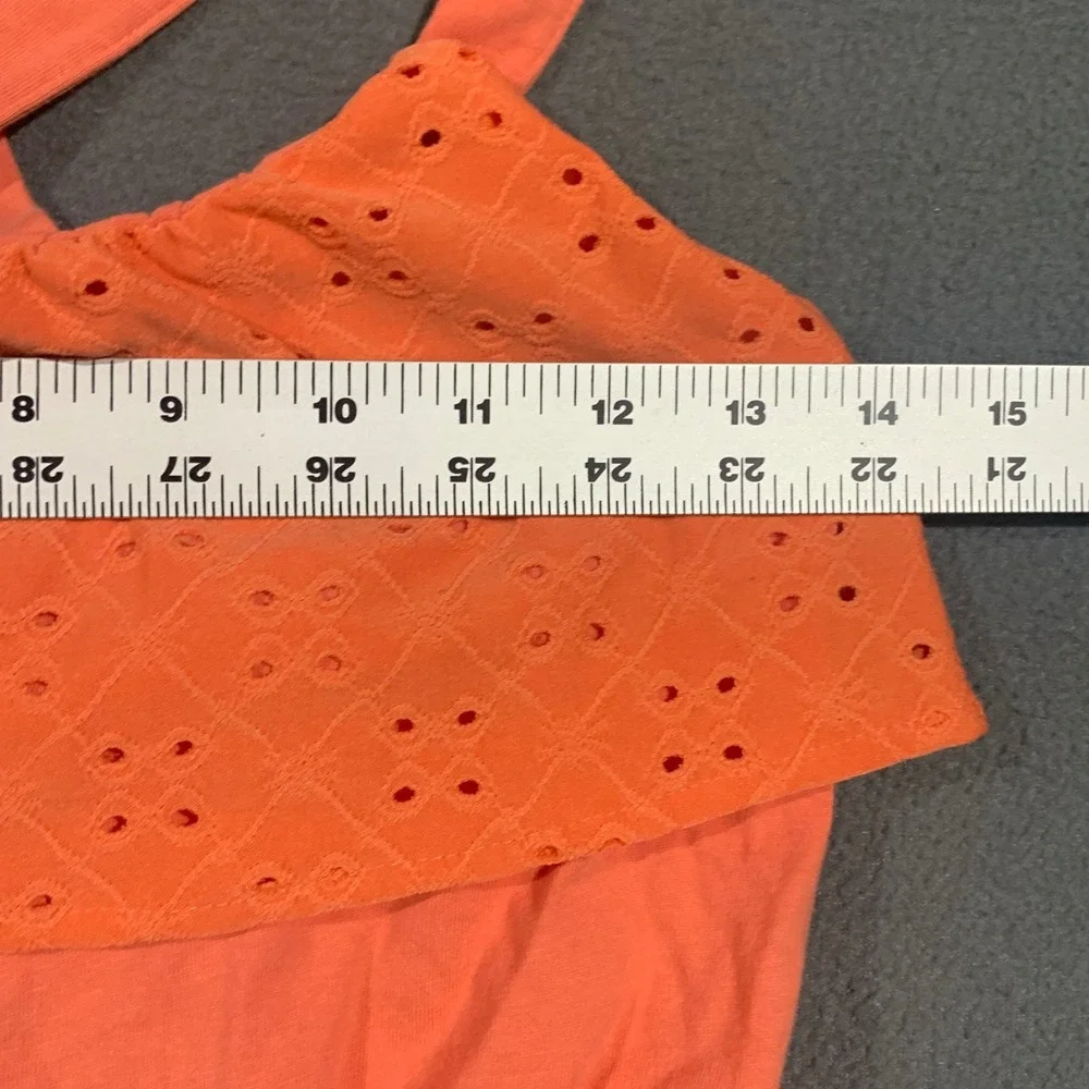 Old Navy Girls Orange Eyelet Ruffle Romper XL 14 Criss Cross Back Summer‎